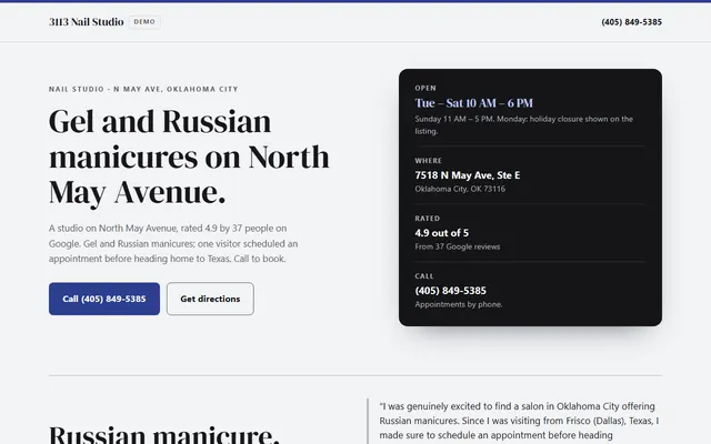3113 Nail Studio, first screen
