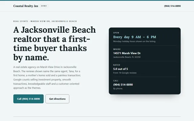 Coastal Realty Jax, first screen