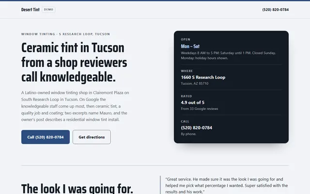 Desert Tint, first screen