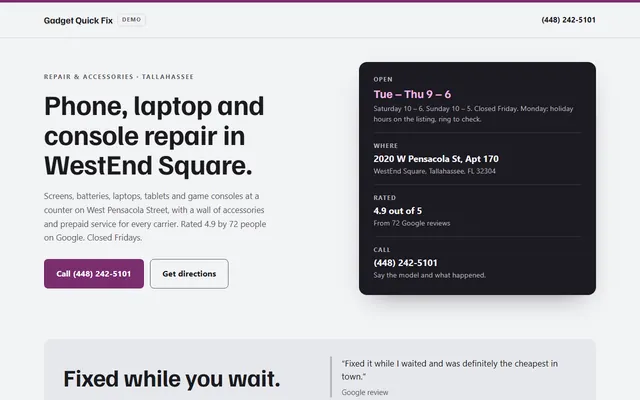 Gadget Quick Fix, first screen