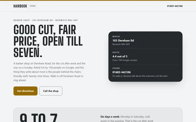 Hairbook, first screen