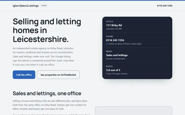 Igloo Sales & Lettings Limited, first screen