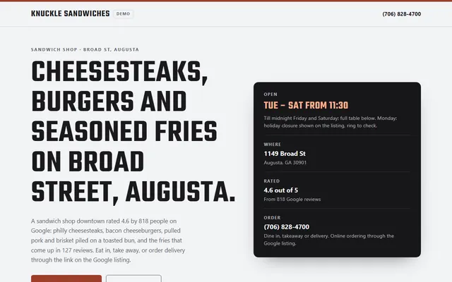 Knuckle Sandwiches, first screen