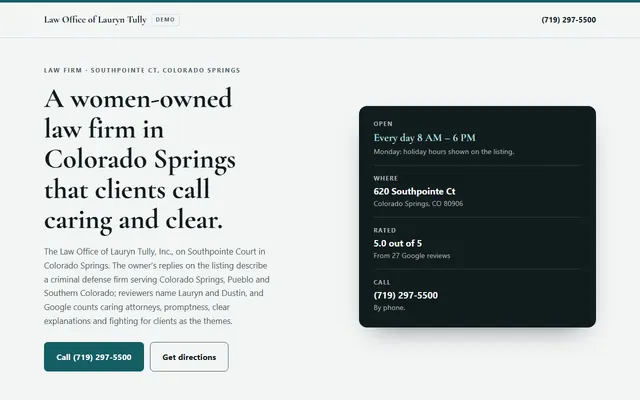 Law Office of Lauryn Tully, first screen
