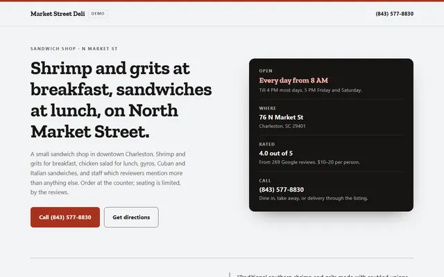 Market Street Deli & Salads, first screen