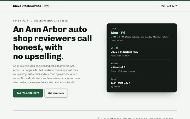 Steve Steeb Service, first screen