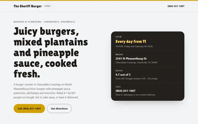 The Sheriff Burger, first screen
